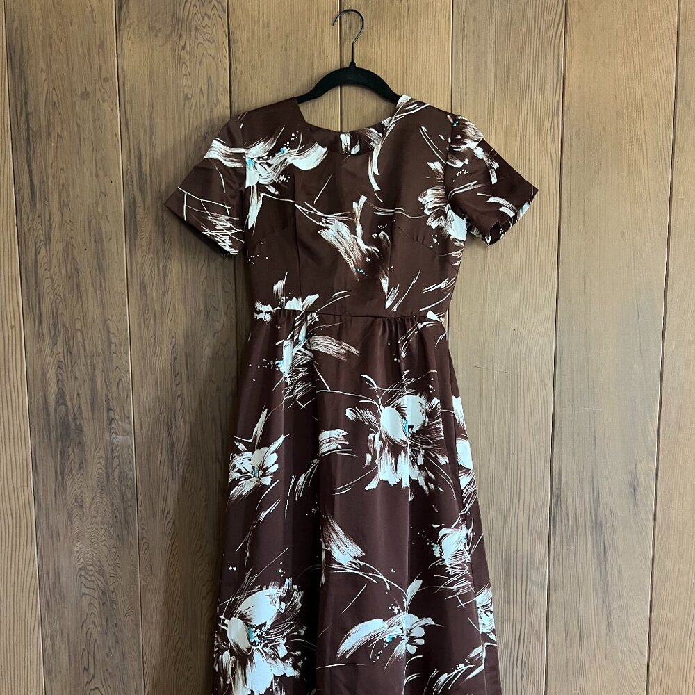 Vintage 60s Homemade Hawaiian Empire Waist Maxi Cocktail Dress size 2